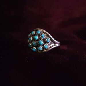 Rare! Native American Hopi Turquoise Ring Sterling Silver Vintage Sz 8